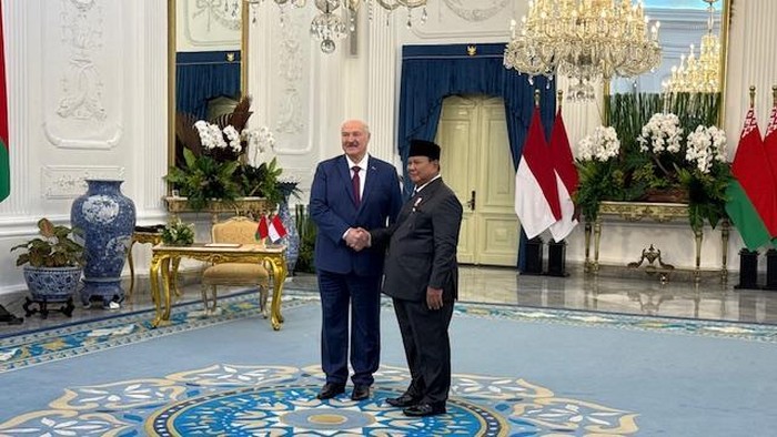 Presiden Prabowo Subianto menerima kunjungan kenegaraan Presiden Belarus Aleksandr Lukashenko di Istana Merdeka, Jakarta, Kamis (2/7/2026). Kedatangan Lukashenko disambut dengan upacara kenegaraan.