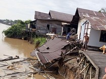 Abrasi di Sungai Kahayan Gerus Tanah 8 Meter, Dua Bangunan Roboh Saat Subuh