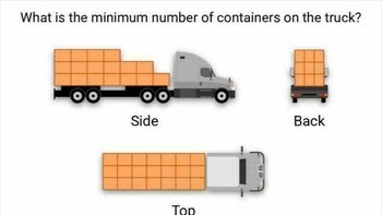 Jumlah Kontainer di Truk Tampak samping, belakang, dan atas dipakai untuk menebak jumlah minimum kontainer. Kunci: 26 kontainer. Foto: Boredpanda