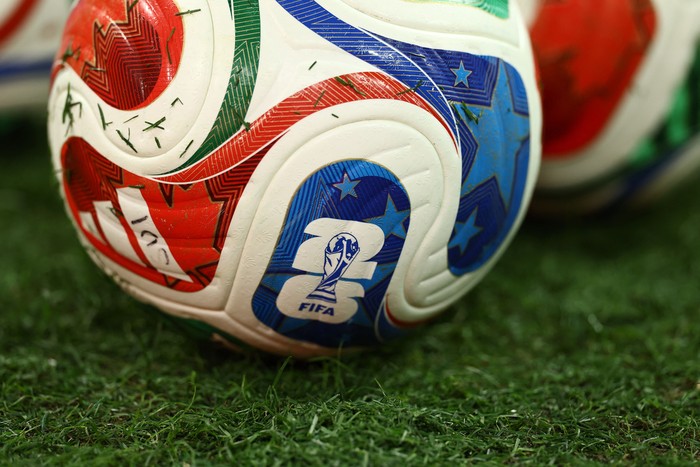 Soccer Football - FIFA World Cup 2026 - Round of 32 - Switzerland v Algeria - BC Place, Vancouver, Canada - July 2, 2026 A close-up of the match balls inside the stadium before the match REUTERS/Lee Smith