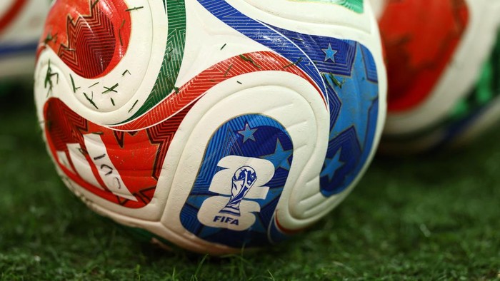 Soccer Football - FIFA World Cup 2026 - Round of 32 - Switzerland v Algeria - BC Place, Vancouver, Canada - July 2, 2026 A close-up of the match balls inside the stadium before the match REUTERS/Lee Smith