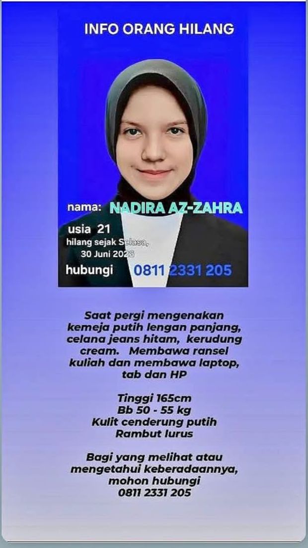 Info mahasiswi Tel-U hilang