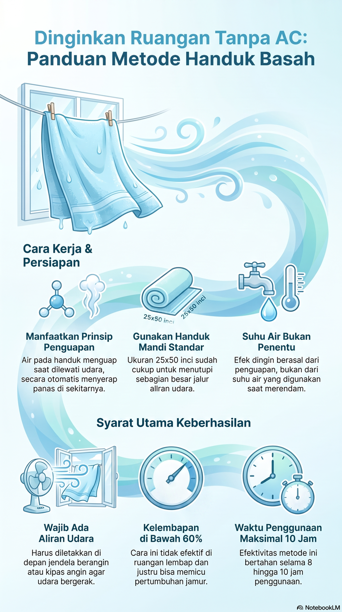 Infografis cara bikin ruangan adem pakai handuk basah