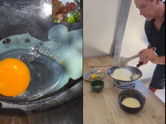 Masak telur di bawah terik matahari.