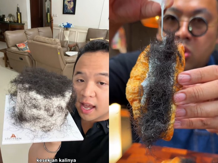 Kue dengan topping serat-serat hitam