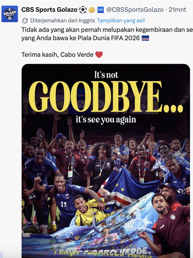 Cabo Verde Bikin Argentina Senam Jantung, Menangkan Hati Netizen