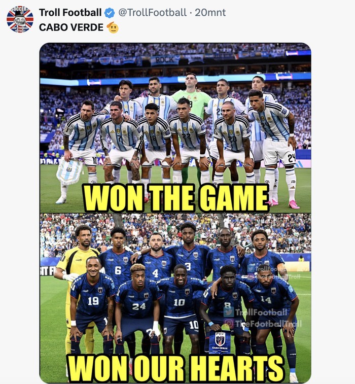 Cabo Verde Bikin Argentina Senam Jantung, Menangkan Hati Netizen