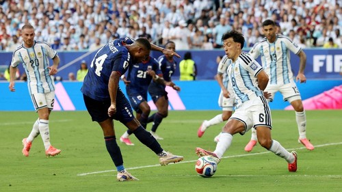 Soccer Football - FIFA World Cup 2026 - Round of 32 - Argentina v Cape Verde - Miami Stadium, Miami Gardens, Florida, U.S. - July 3, 2026 Cape Verdes Deroy Duarte scores their first goal REUTERS/Amanda Perobelli     TPX IMAGES OF THE DAY