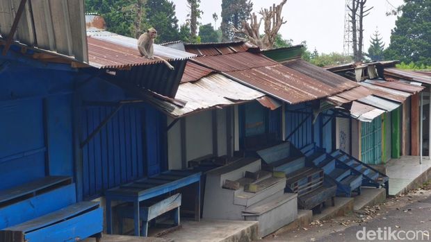 Suasana ruko pedagang di area parkiran loket pintu I Grojogan Sewu, Kecamatan Tawangmangu, Kabupaten Karanganyar, Sabtu (4/7/2026). Suasana ruko pedagang di area parkiran loket pintu I Grojogan Sewu, Kecamatan Tawangmangu, Kabupaten Karanganyar, Sabtu (4/7/2026).