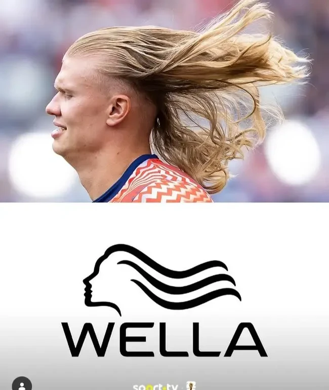 Ngalah-ngalahin model iklan sampo, pesona rambut panjang Erling Haaland dilihat-lihat mirip dengan logo produk rambut ternama satu ini. Foto: Instagram