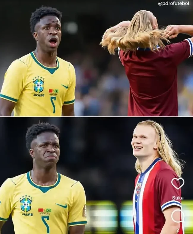 Pesona Haaland dilihat dari belakang vs depan. Vinicius Junior saja sampai terpana. Foto: Instagram