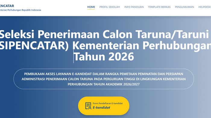 Laman Sipencatar untuk daftar E-Kandidat.