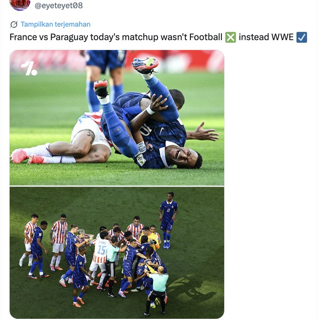 Heboh di Medsos: Paraguay Lawan Prancis Main Bola atau WWE?
