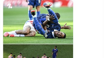 Ini bukan permainan sepakbola melainkan WWE. Foto: X.com