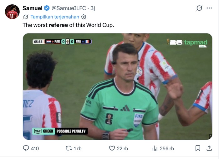 Wasit Prancis vs Paraguay Banjir Kecaman di Media Sosial