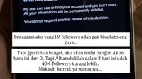 Instagram aku yang 1M followers udah nggak bisa ketolong guys. Tapi nggak apa-apa ikhlas banget, aku akan mulai bangun akun baru ini dari 0, tapi alhamdulillah dalam 3 hari ini udah 40K Followers kurang lebih. Makasih banyak ya semuanya, ucap Mutia Ayu dalam akun Instagram terbarunya. (Foto: Instagram @mutiaayu_official)
