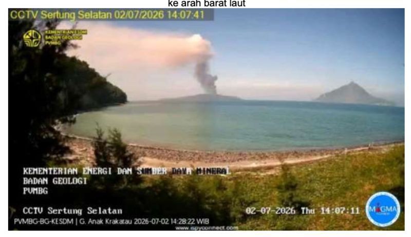 Aktivitas Gunung api Anak Krakatau Provinsi Lampung  dari Level II (Waspada) menjadi Level III (Siaga) Tanggal 2 Juli 2026 Pukul  16.30 WIB. (Dok. Badan Geologi, Kementerian ESDM)