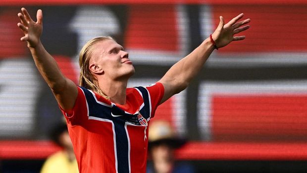 Soccer Football - FIFA World Cup 2026 - Round of 16 - Brazil v Norway - New York New Jersey Stadium, East Rutherford, New Jersey, U.S. - July 5, 2026 Norway's Erling Haaland celebrates scoring their second goal REUTERS/Dylan Martinez     TPX IMAGES OF THE DAY
