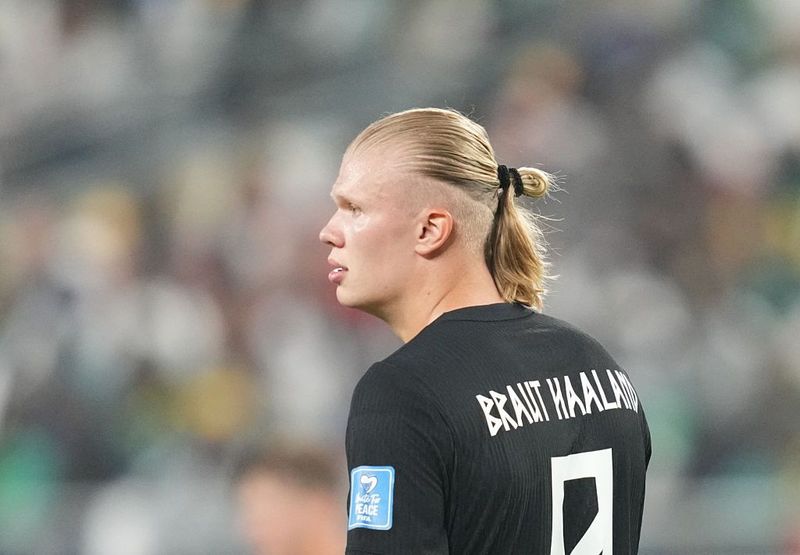 Erling Haaland di pertandingan Grup I Kualifikasi Piala Dunia FIFA 2026 antara Norwegia dan Senegal di Stadion MetLife, New Jersey, AS, pada 22 Juni 2026.