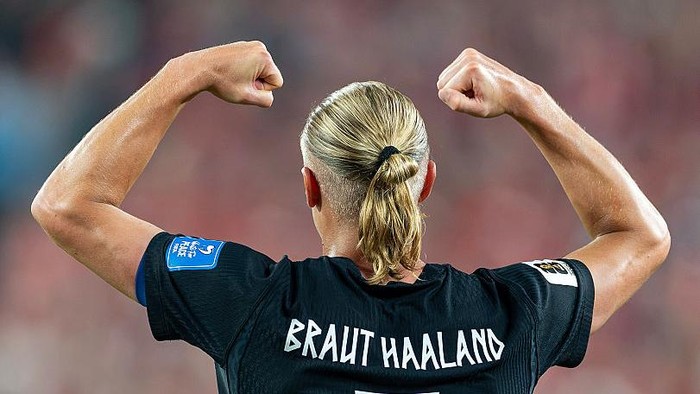 Erling Haalandmerayakan gol ketiga timnya dalam pertandingan Grup I Piala Dunia FIFA 2026 antara Norwegia dan Senegal di Stadion New York New Jersey pada 22 Juni 2026 di East Rutherford, New Jersey.