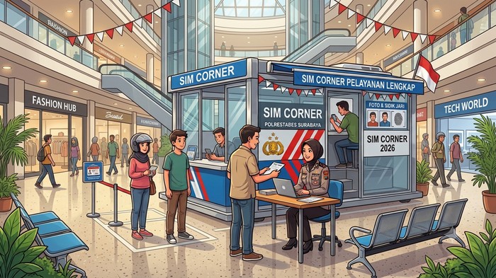 Ilustrasi SIM Corner di Surabaya.