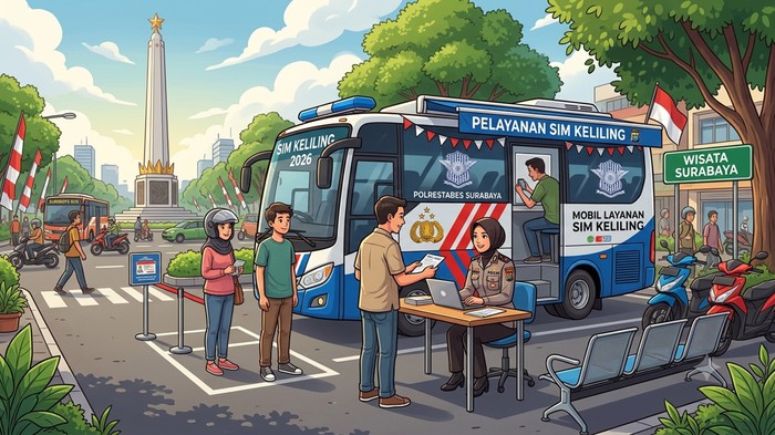 Ilustrasi SIM Keliling di Surabaya.