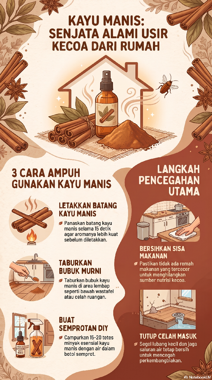 Infografis Kayu Manis Ampuh Usir Kecoa