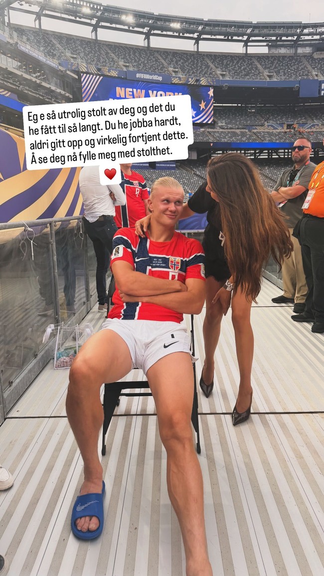 Melalui unggahan di Instagram Story, Isabel pun menuliskan pesan menyentuh untuk Haaland yang sukses mengantarkan Norwegia ke babak perempat final Piala Dunia 2026. Aku sangat bangga padamu dan atas semua yang telah kamu capai sejauh ini. Kamu telah bekerja keras, tidak pernah menyerah, dan benar-benar pantas mendapatkan semua ini. Melihatmu sekarang membuat hatiku dipenuhi rasa bangga,” tulisnya. Foto: Dok. Instagram