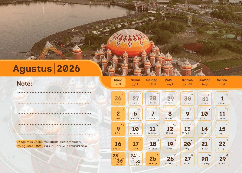Kalender Agustus 2026 Kalender Agustus 2026