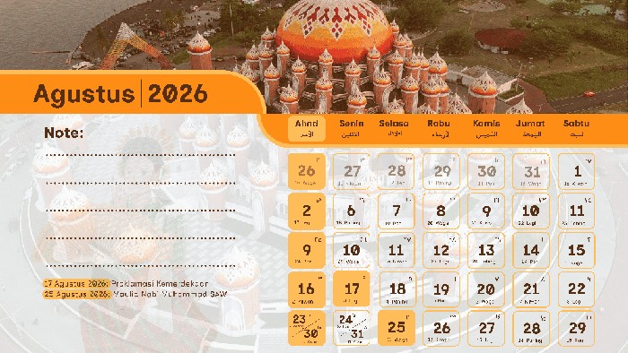 Kalender Agustus 2026