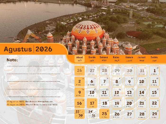 Kalender Agustus 2026