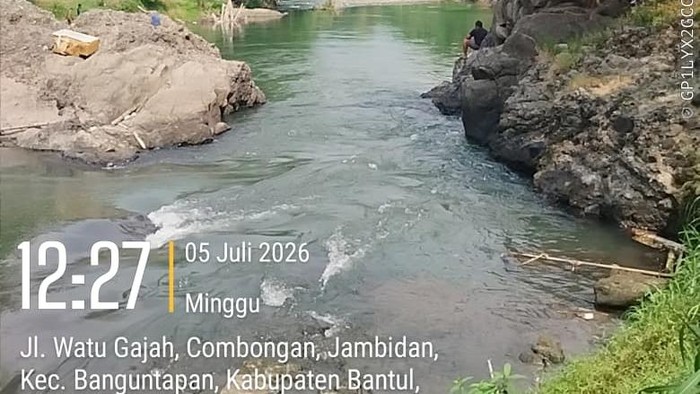 Kondisi Sungai Opak Bantul pada Minggu (5/7/2026).
