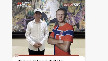 Haaland mampir ke Solo dulu sebelum lawan Brasil? Meme ini bercanda seolah sang bomber mencari restu juara sebelum bikin Selecao pulang lebih cepat. Foto: X.com