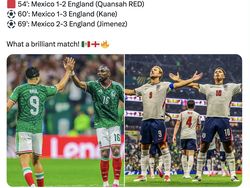 Inggris vs Meksiko Gila Banget, Linimasa Bergemuruh