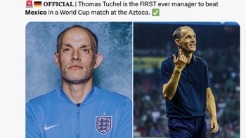 Thomas Tuchel menjadi manajer pertama uanh berhasil mengalagkan Meksiko di stadion Azteca pada perhelatan Piala Dunia. Foto: X.com