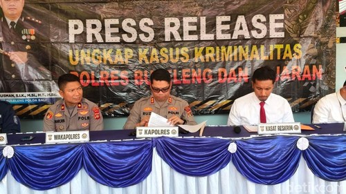 Pers rilis pengungkapan kasus narkoba di Polres Buleleng, Senin (6/7/2026).