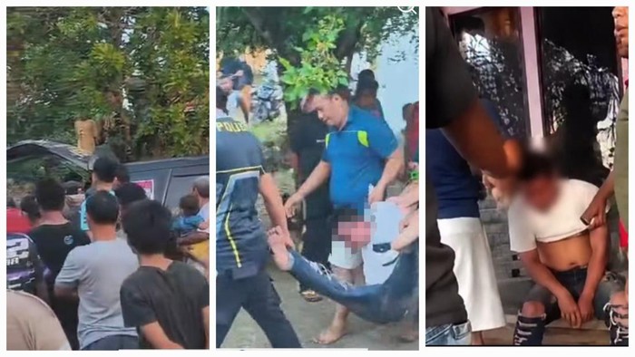 Tangkap layar video warga di Lubuklinggau diamuk massa karena dituduh curi motor