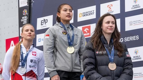 Atlet panjat tebing asal Buleleng, Desak Made Rita Kusuma Dewi, memperoleh medali emas pada World Climbing Series Krakow 2026 di Polandia. (Dok KONI Buleleng)