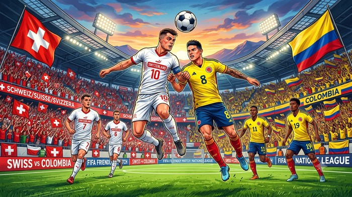 Ilustrasi Swiss vs Kolombia Piala Dunia 2026
