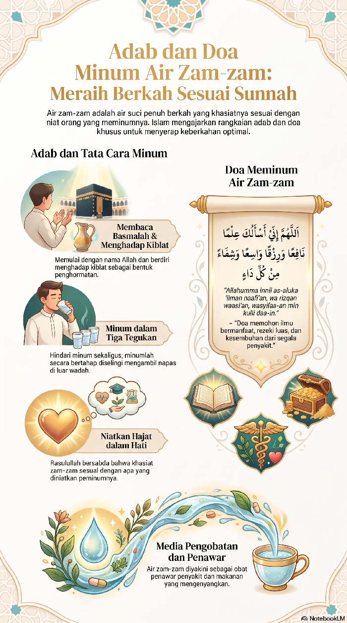 Infografik adab dan doa minum air zam-zam sesuai sunnah