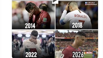 Tiap Piala Dunia, Ronaldo selalu menangis. Foto: X.com