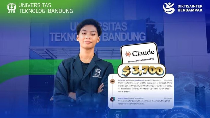 Muhamad Arga, mahasiswa UTB yang berhasil temukan kerentanan di sistem Claude AI.