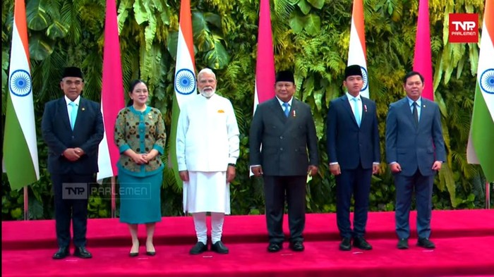 PM India India Narendra Modi mengunjungi gedung DPR, Jakarta.