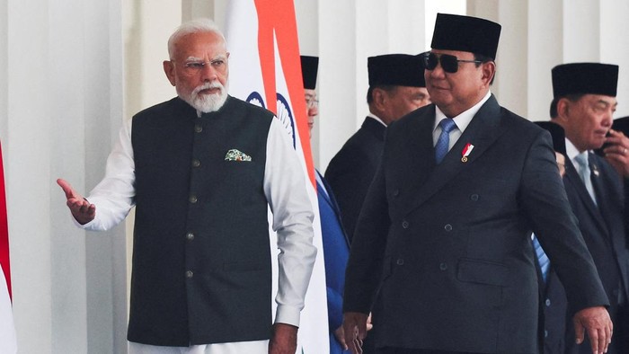PM India Narendra Modi bertemu Presiden Prabowo Subianto di Istana Merdeka, Jakarta, Selasa (7/7/2026). REUTERS/Willy Kurniawan