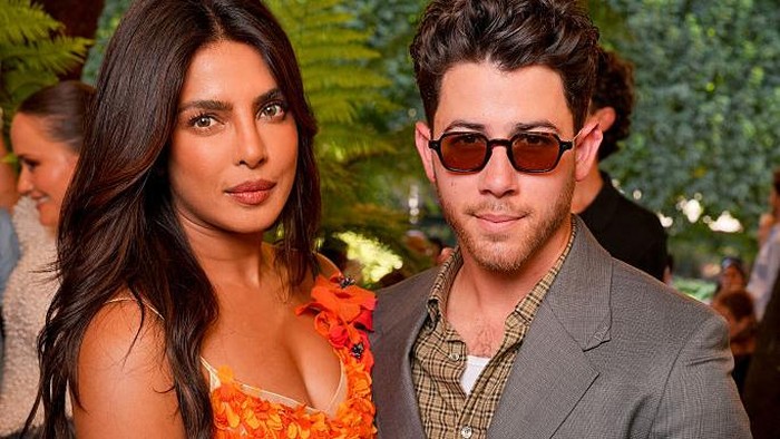 Priyanka Chopra Jonas and Nick Jonas at the Dior fashion show as part of Paris Haute Couture Fall/Winter 2026 held at Musée Rodin on July 06, 2026 in Paris, France. (Photo by Swan Gallet/WWD via Getty Images)