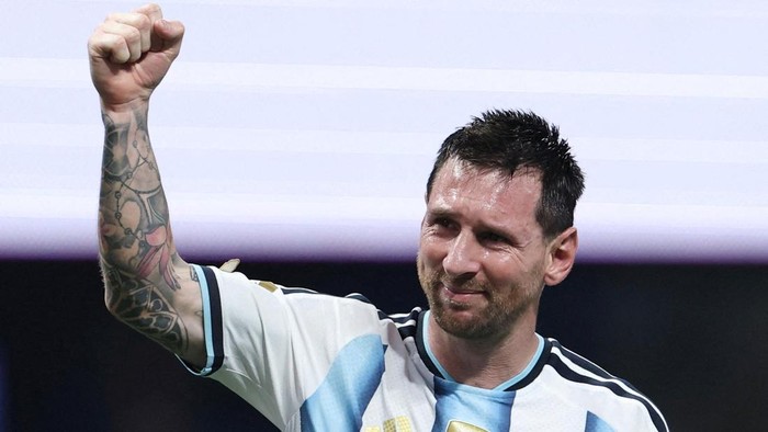 Soccer Football - FIFA World Cup 2026 - Round of 16 - Argentina v Egypt - Atlanta Stadium, Atlanta, Georgia, U.S. - July 7, 2026 Argentinas Lionel Messi celebrates after the match as Argentina qualify for the quarter finals of the World Cup REUTERS/Amanda Perobelli     TPX IMAGES OF THE DAY