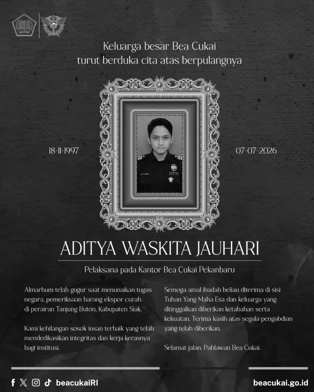 Bea Cukai Aditya Waskita Jauhari. (Dok Bea Cukai)