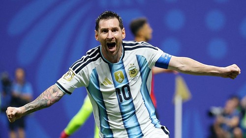 Soccer Football - FIFA World Cup 2026 - Round of 16 - Argentina v Egypt - Atlanta Stadium, Atlanta, Georgia, U.S. - July 7, 2026 Argentinas Lionel Messi celebrates scoring their second goal REUTERS/Carlos Barria
