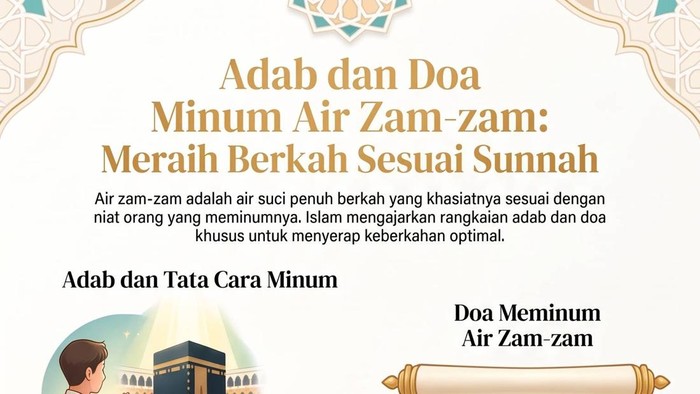 Infografik adab dan doa minum air zam-zam sesuai sunnah