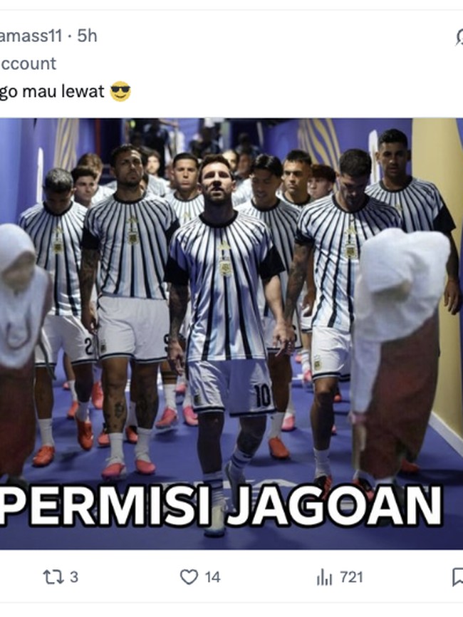 Meme Permisi Argentina Jagoan Mau Lewat, Fans Ronaldo Jangan Lihat